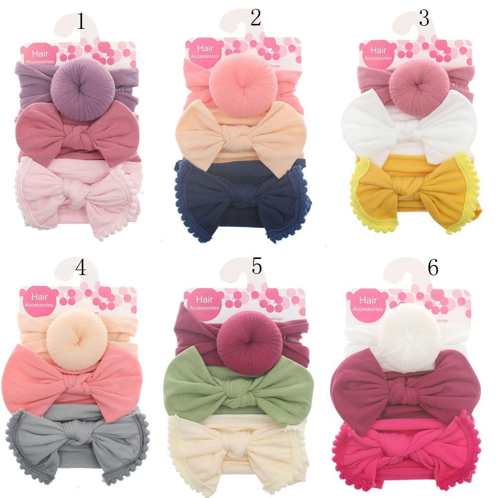 Fashion Baby Nylon Bow Headband Newborn Bowknot Round Ball Head wrap Flower Turban Girls Hair Bands Bow For Kids