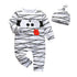 Newborn Baby Boys Romper Clothes Cotton Cute Cartoon Print Long Sleeve Jumpsuit Hat 2 Pcs