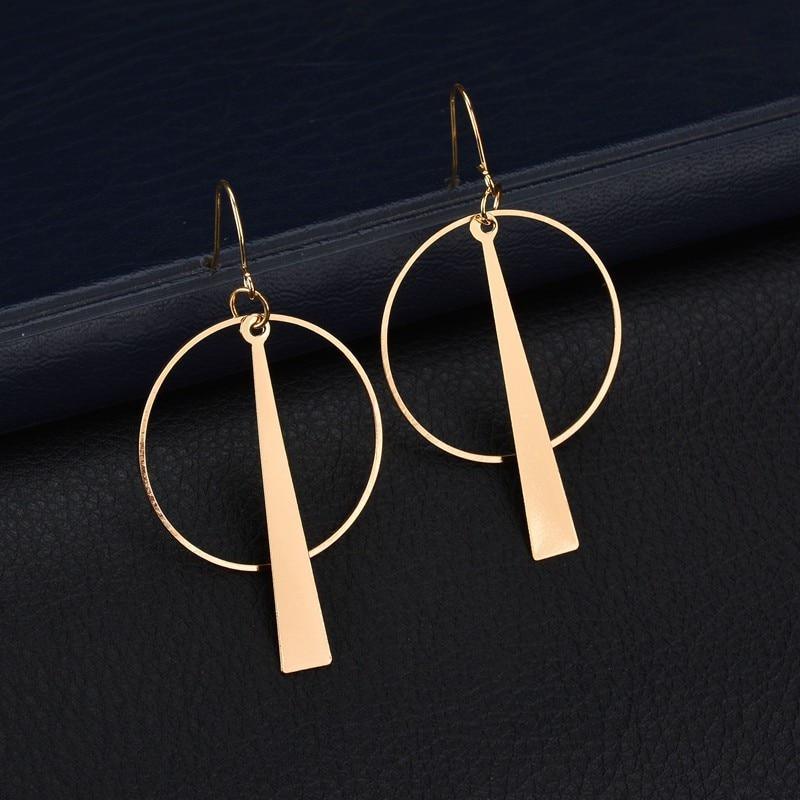 New Fashion Round Dangle Drop Korean Earrings For Women In Geometric Round Heart Gold Earring Elegant Style