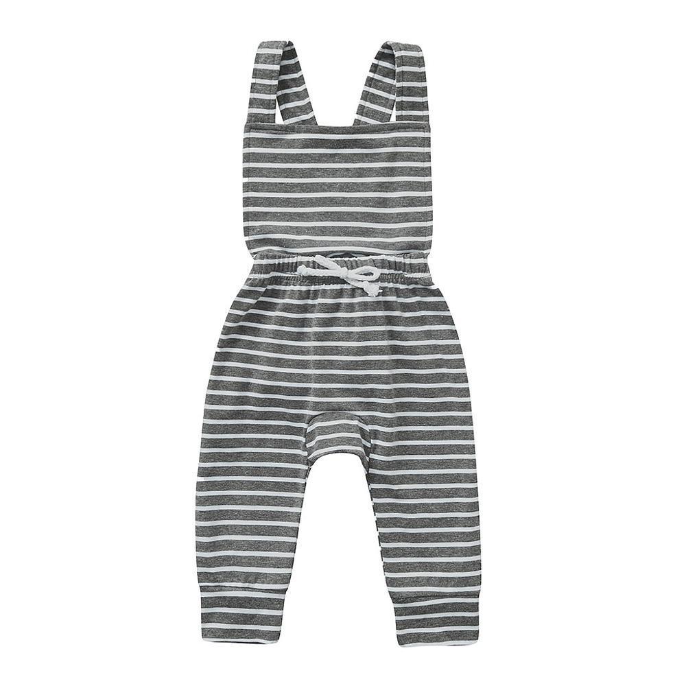 Newborn Baby Girl Boy Backless Striped Ruffle Romper Overalls Jumpsuit Clothes In Retro Syle For Boys And Girls