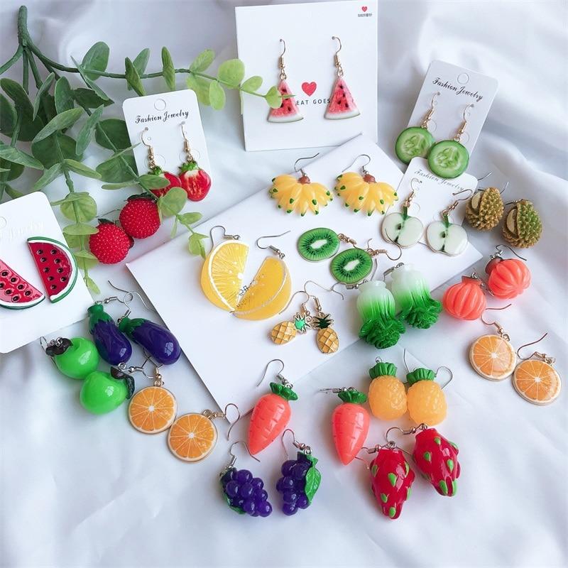 Unique Resin Stereo Lemon Orange Earrings With Long Pendant Fashion Summer Fruit Jewelry Designs For Girls And Teenagers