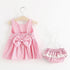 Luxury Modern Baby Girls Dresses With Hat 2pcs Clothes Sets Kids Clothes Baby Sleeveless Dress Print Floral Fruit Design Style