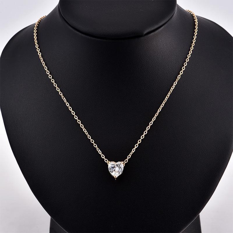 New Female Fashion Crystal Heart Necklace Pendant  Short Gold Chain Necklace  Charm Gifts Girlfriends