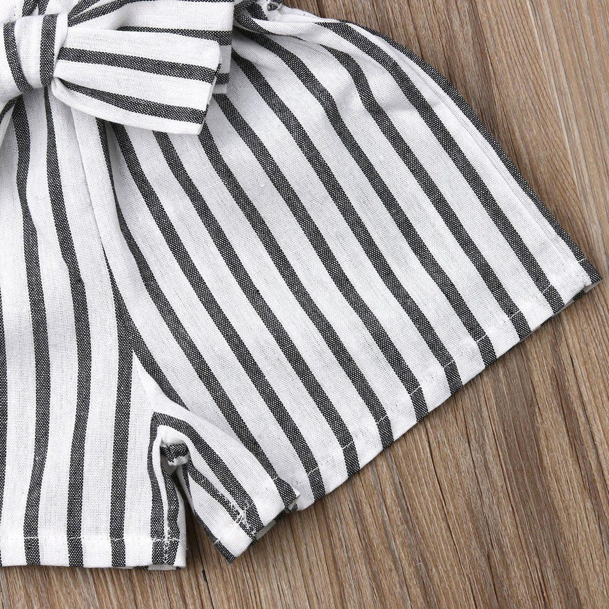 Modern Elen+gant Newborn Baby Girl Clothes Sleeveless Striped Bowknot Strap Romper Jumpsuit One-Piece Outfit For Girls