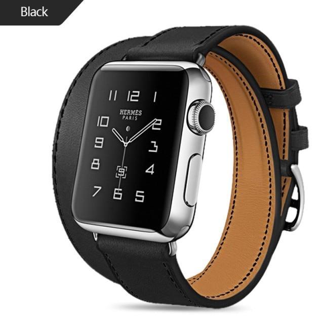 Modern Long Soft Leather Strap Luxury Metal MEn and Women WatchDouble Tour Bracelet Strap for Smart Watch In Luxury Vintage Design