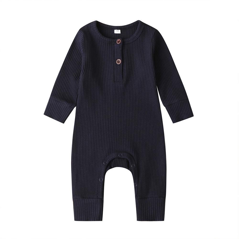 Infant Baby Boy Girl Cotton Romper Knitted Ribbed Jumpsuit Solid Clothes Warm Outfit For Kids