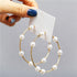 Elegant Plain Gold Metal Pearl Hoop Earrings In Fashion Big Circle Style For Women