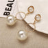 Elegant Plain Gold Metal Pearl Hoop Earrings In Fashion Big Circle Style For Women