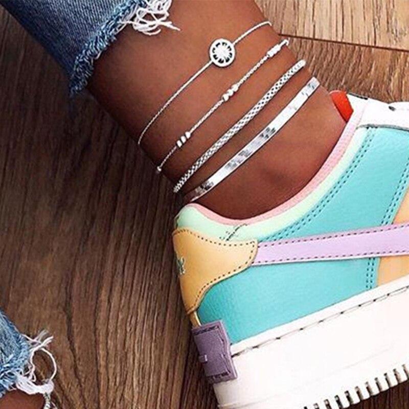 Handmade Fashion Colorful Seed Beads Shell Ankle Bracelet for Women Foot Leg Jewelry Brecelets