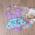 Summer Princess Floral Romper Dress For Baby Girl with Lace Sleeve+Headband For Little Princess