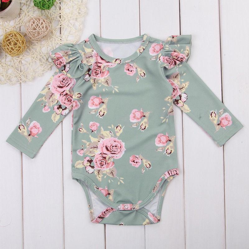 Toddler Infant Newborn Baby Girls Kids Long Butterfly Sleeve Romper Outfits Playsuit Jumpsuit