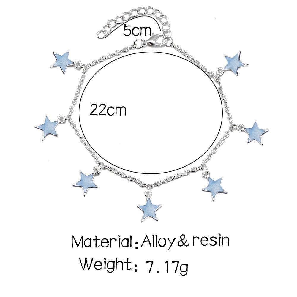 Luxury Star and Heart Bohemia Luminous Pendant Anklets Brecelets For Women Bracelet  Female Foot Jewelry