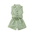 Baby Girls Clothes Sleeveless Turn-down Collar One-Pieces Romper Solid Color Girls Jumpsuit Dress for Girls