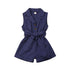 Baby Girls Clothes Sleeveless Turn-down Collar One-Pieces Romper Solid Color Girls Jumpsuit Dress for Girls