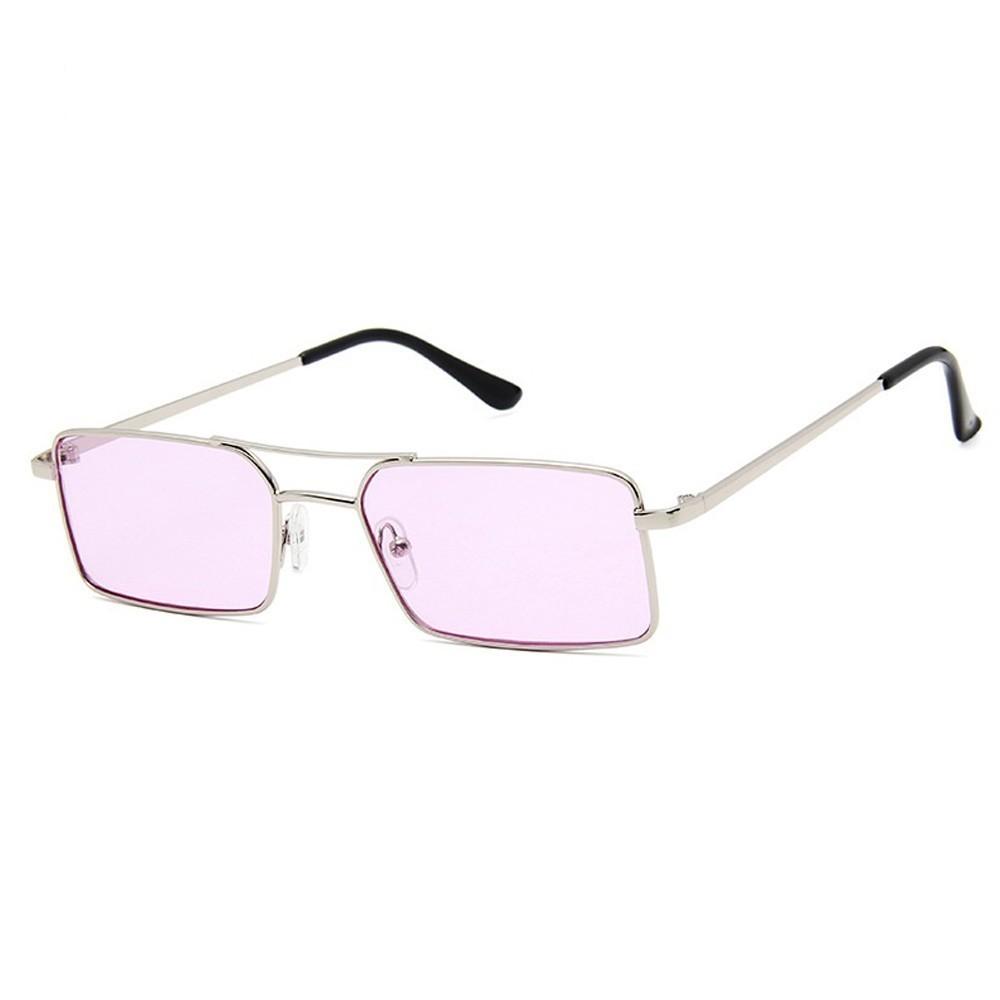 Luxury Famous Retro Modern Square Unisex Men and  Women‘s Sunglasses  With Alloy Metal Small Frame With Clear Double Bridge Men's Sunglasses