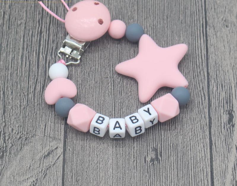 Personalized Name Handmade Pacifier Clips Holder Chain Silicone Pacifier Chains Baby Teether Teething Chain For Baby and Kids