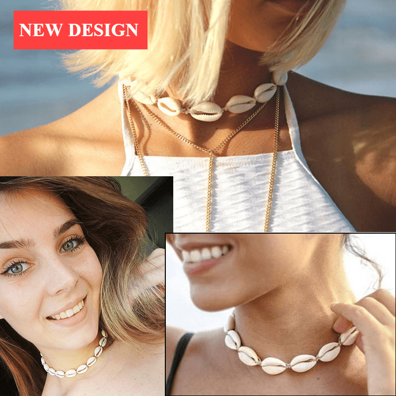 Handmade Luxury Modern Summer Beach Trend Style Bohemian Cowrie Conch Shell Pendant Necklace for Women