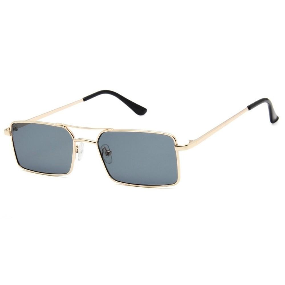 Luxury Famous Retro Modern Square Unisex Men and  Women‘s Sunglasses  With Alloy Metal Small Frame With Clear Double Bridge Men's Sunglasses