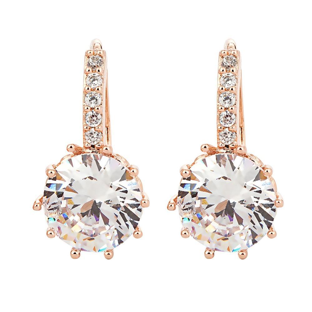 Elegant Vintage Earrings Luxury Rose Gold Crystal Modern Bling Drop Earrings for Women Girls Christmas  Wedding Jewelry