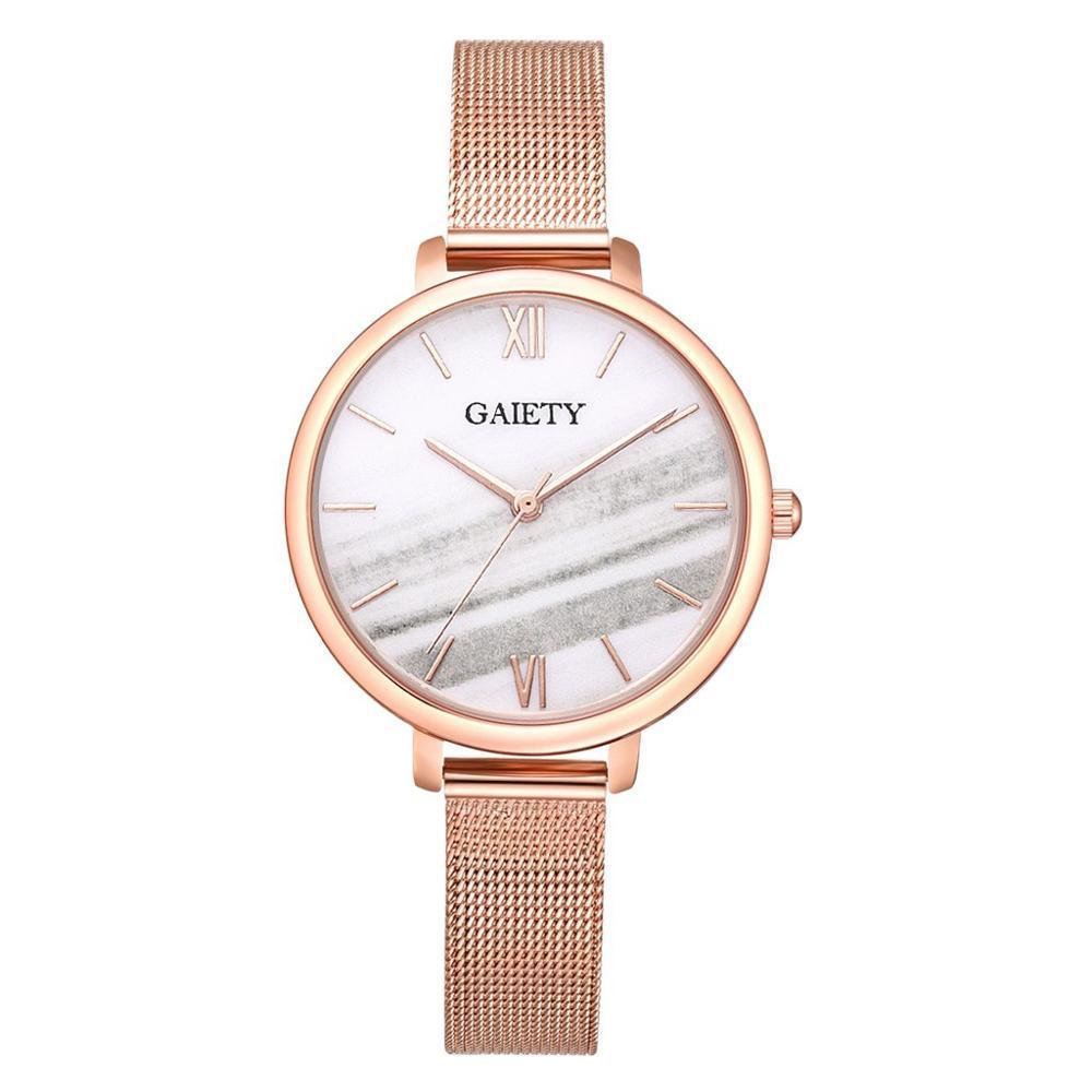 Luxury Set Watch Women Rose Gold Water Drill Bracelet Watch Jewelry Ladies Female Hour Casual Quartz Wristwatches For Women and Girls