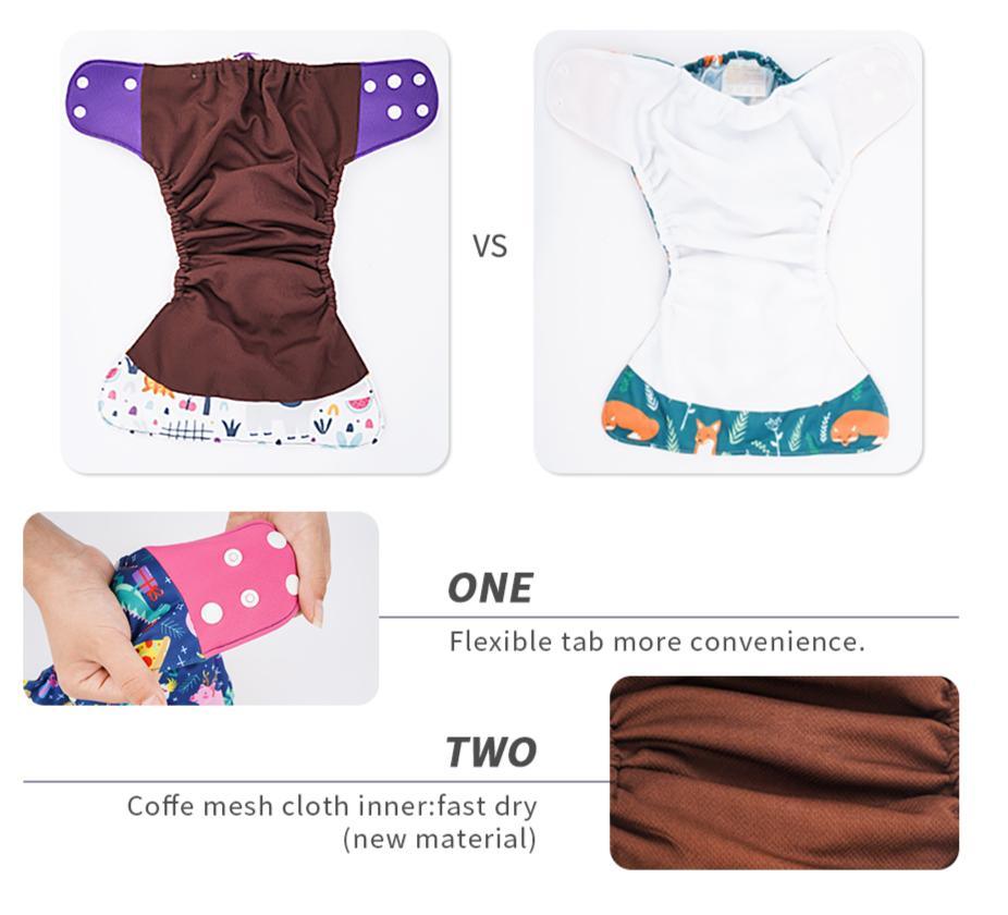 Modern Eco-friendly Diaper New 4pcs/set Washable Coffee Mesh Cloth Diaper Cover Adjustable Nappyies For Kids