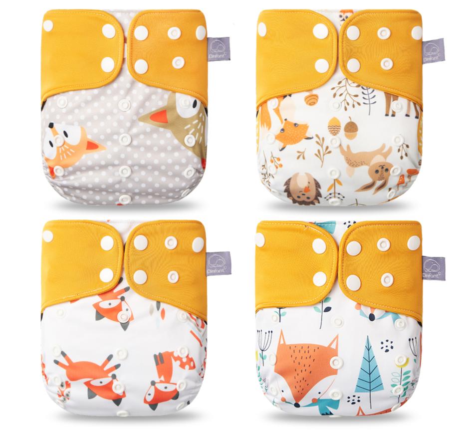 Modern Eco-friendly Diaper New 4pcs/set Washable Coffee Mesh Cloth Diaper Cover Adjustable Nappyies For Kids