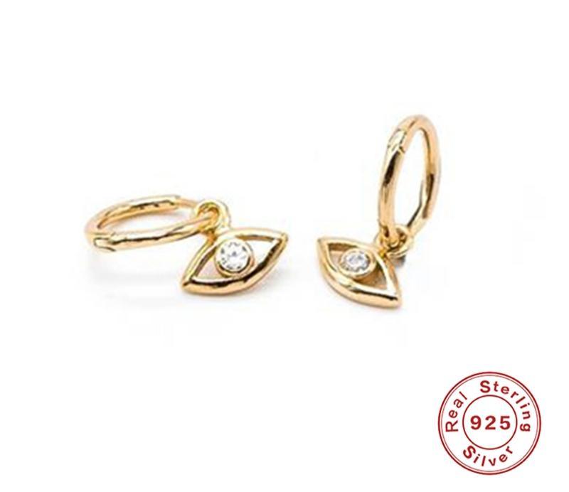 Small Luxury Hoop Epic Earrings Sterling Silver Zircon Earrings Elegant Round Silver Gold Color Eye Hoop