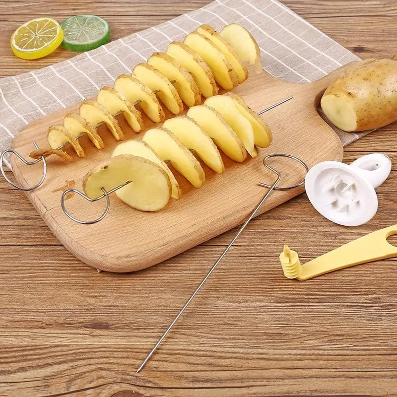 Amazing 2PC Potato Spiral Cutter Cucumber Slicer Kitchen Accessories Vegetable Spiralizer Spiral Potato Cutter Slicer