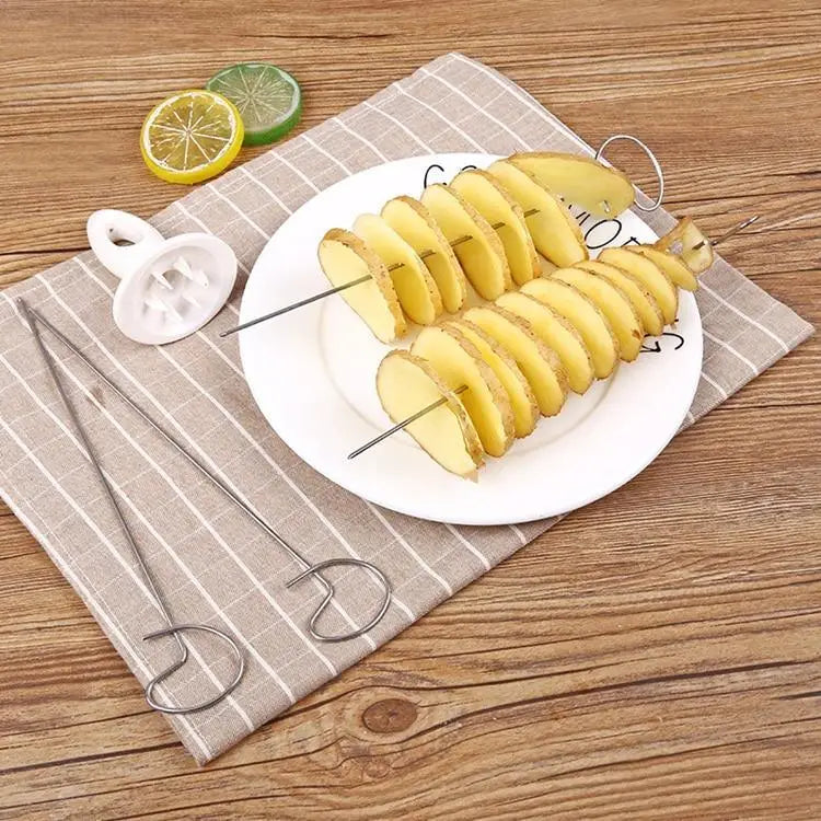 Amazing 2PC Potato Spiral Cutter Cucumber Slicer Kitchen Accessories Vegetable Spiralizer Spiral Potato Cutter Slicer