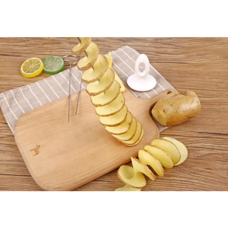 Amazing 2PC Potato Spiral Cutter Cucumber Slicer Kitchen Accessories Vegetable Spiralizer Spiral Potato Cutter Slicer