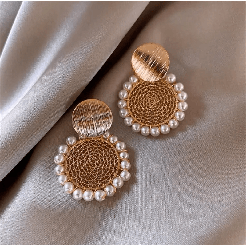 Amazing Hot Looking Round Pearl Earrings For Women And Girls - Fashionable Unique Design Female Wedding Jewelry