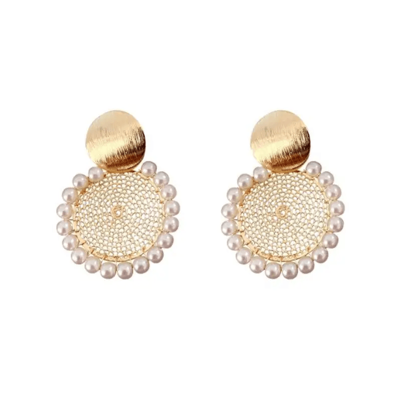 Amazing Hot Looking Round Pearl Earrings For Women And Girls - Fashionable Unique Design Female Wedding Jewelry