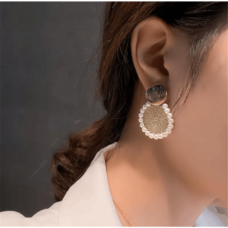 Amazing Hot Looking Round Pearl Earrings For Women And Girls - Fashionable Unique Design Female Wedding Jewelry