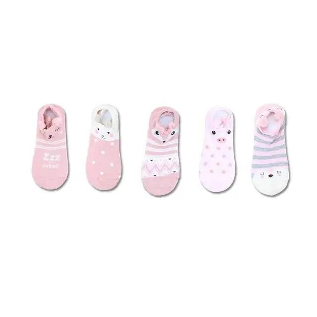 2021  Animal Cotton Socks Female Cat With Dog Summer Short Sock Slippers Women Casual Soft Funny Boat Socks - Treko - - Stevvex.com