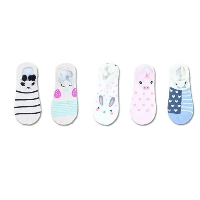 2021  Animal Cotton Socks Female Cat With Dog Summer Short Sock Slippers Women Casual Soft Funny Boat Socks - Treko - - Stevvex.com