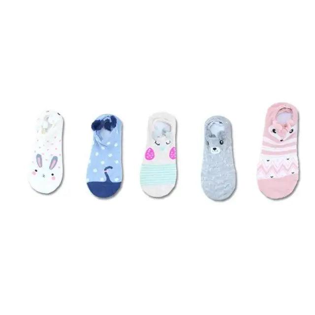 2021  Animal Cotton Socks Female Cat With Dog Summer Short Sock Slippers Women Casual Soft Funny Boat Socks - Treko - - Stevvex.com