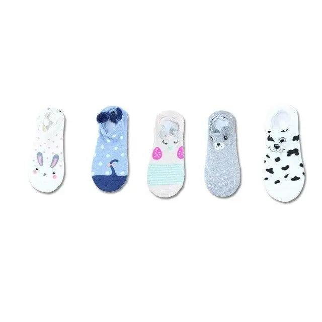 2021  Animal Cotton Socks Female Cat With Dog Summer Short Sock Slippers Women Casual Soft Funny Boat Socks - Treko - - Stevvex.com