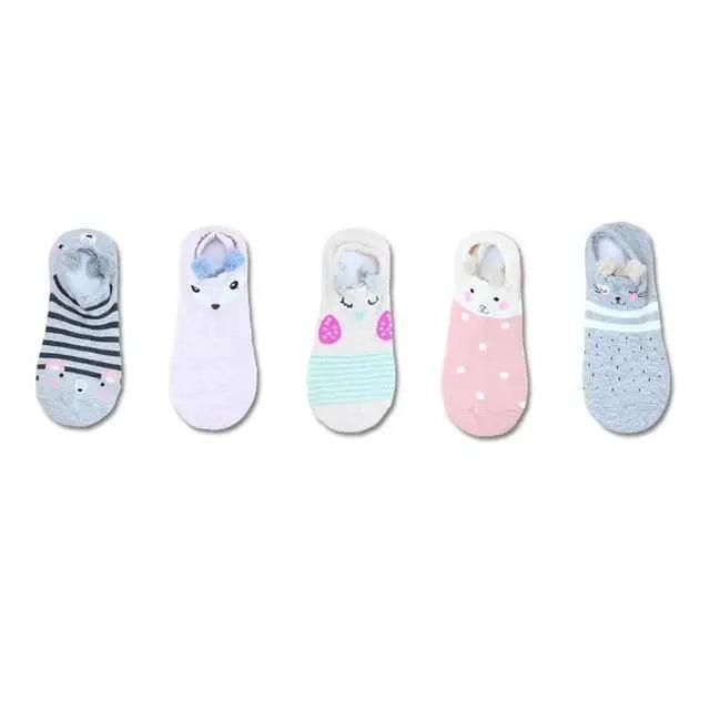 2021  Animal Cotton Socks Female Cat With Dog Summer Short Sock Slippers Women Casual Soft Funny Boat Socks - Treko - - Stevvex.com