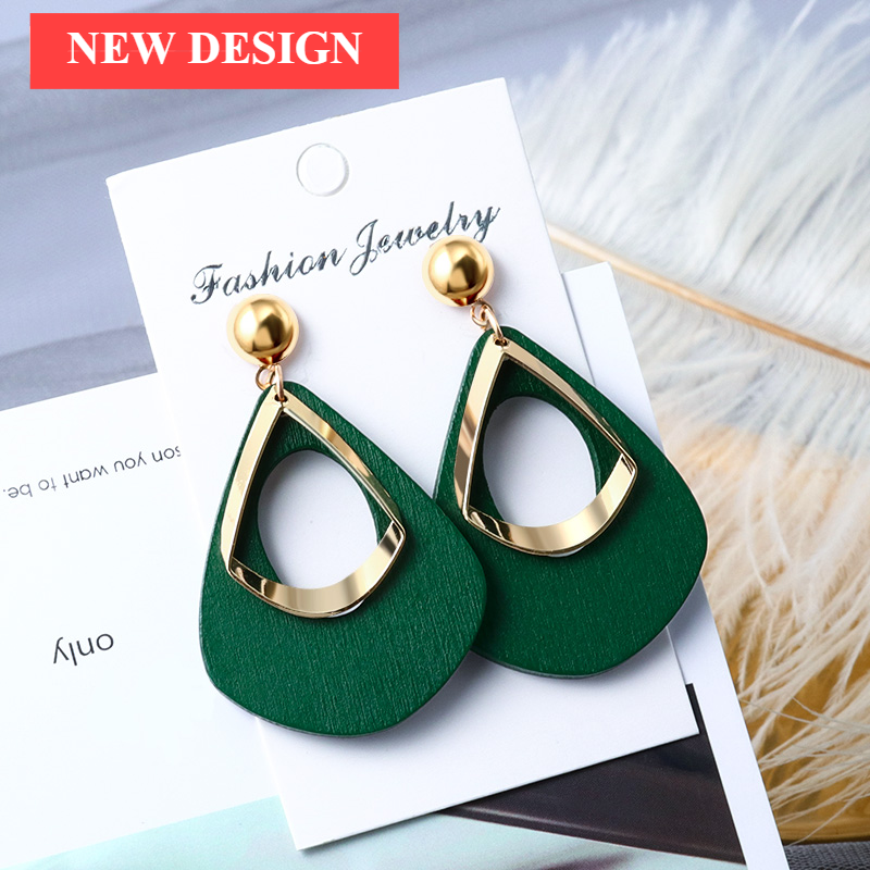 New Elegant Luxury Vintage Geometric Gold Dangle Drop Earrings For Women And Female Wedding