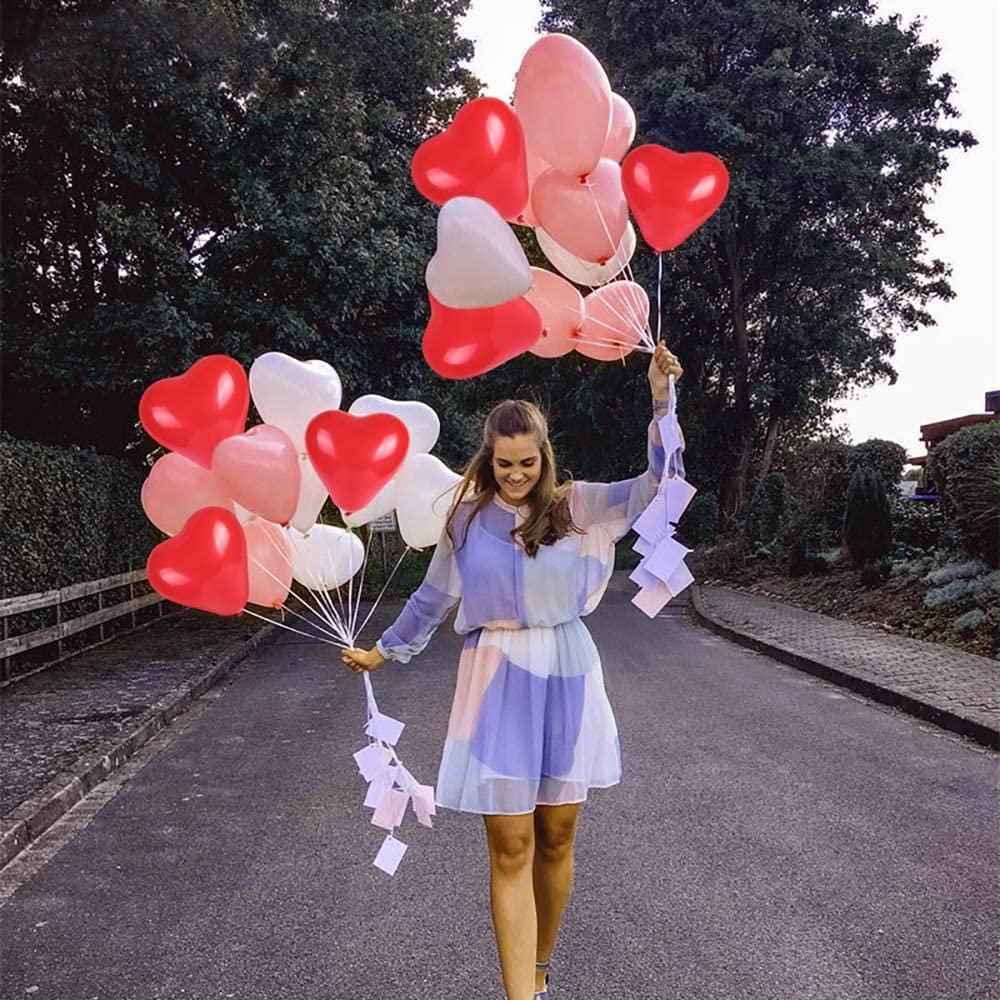 100Pc Red Pink Balloons 10Inch Love Heart Latex Balloons For Wedding Party and Celebration Helium Balloon Valentines Day Birthday Party Inflatable Balloons