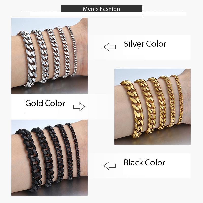 Luxury Popular Trend New Bracelet for Men and Women Curb Cuban Link Chain Stainless Steel Mens Womens Bracelets Chains Jewelry for Men Perfect Gift