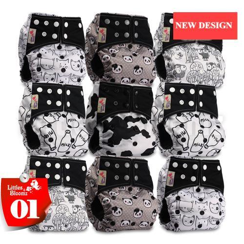 Modern 9/6PCS Set Bamboo Charcoal Washable Real Cloth Pocket NappiesFor Baby Boys and Girls Diaper Set In Modern Design