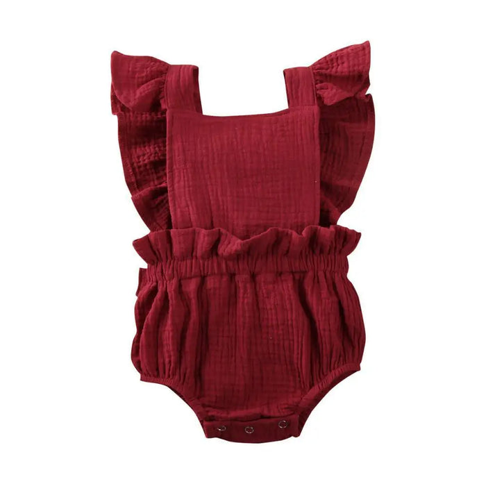 Baby Girl Ruffled Solid Color Sleeveless Backless Romper Jumpsuit Comfy Outfit Excellent Gift For Your Baby Girl - STEVVEX Baby - baby, baby birthday gifts, baby clothing, baby gifts, baby items, baby jumpsuits, baby rompers, baby styles, baby summer clothing, baby summer rompers, new parents gifts - Stevvex.com