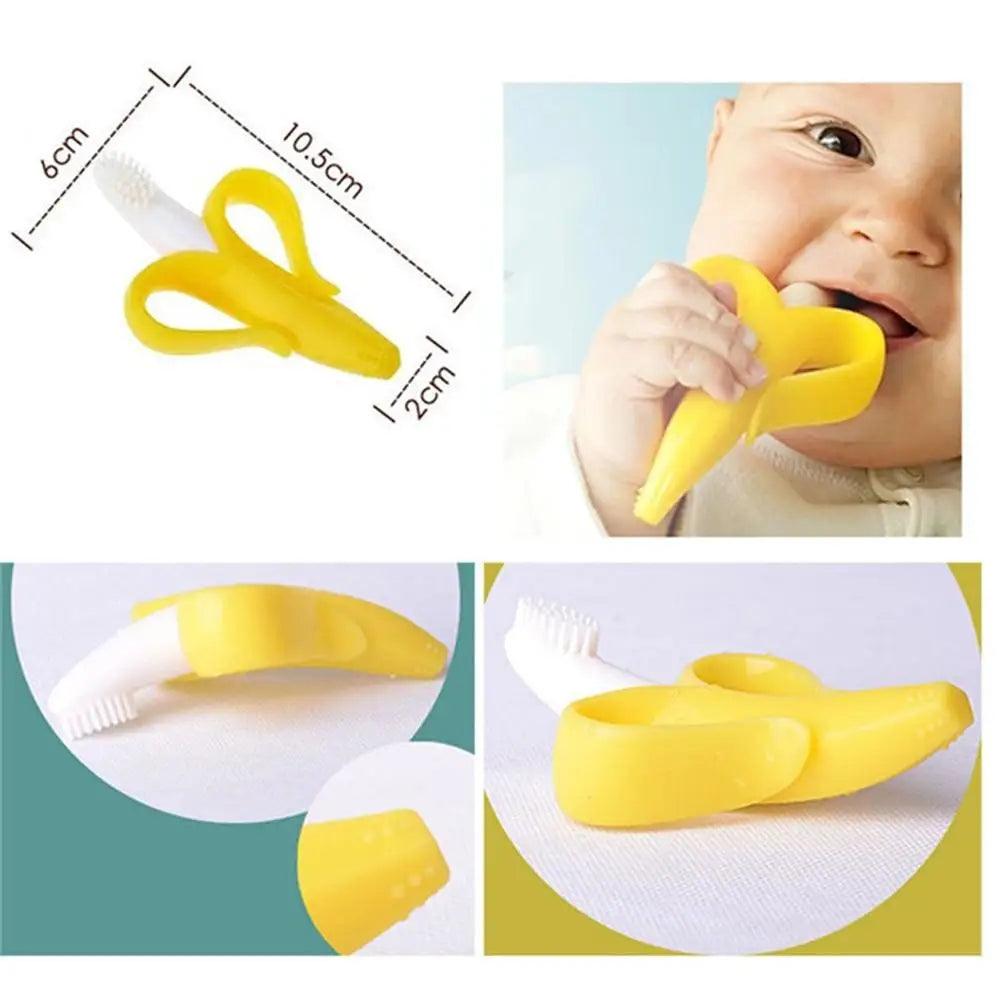 Baby Teether Toys Toddle Safe Banana Teething Ring Silicone Chew Dental Care Toothbrush Nursing Beads Gift For Infant - STEVVEX Baby - baby care, baby dental care, baby dental care product, baby gifts, baby items, baby products, baby teether, baby teething, gifts for new born, gifts for new parents, silicon teether, teether - Stevvex.com