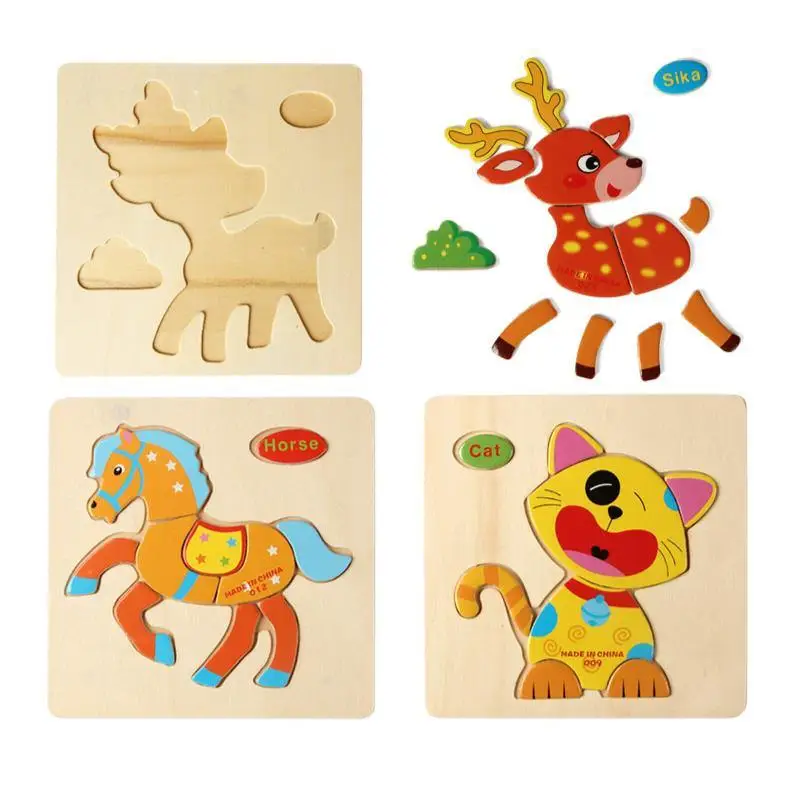 Baby Wooden Puzzle Toys for Toddlers Developing Educational Kids Toys For Children Game Cartoon Animal Gift 3 Years - STEVVEX Baby - animals, baby, baby education, brain teasers, educational toys, fun, gifts for kids, indoor games, intellectual, toddlers, wooden puzle - Stevvex.com