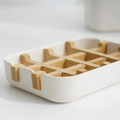 Bamboo Fiber Shower Soap Holder Draining Box Kitchen Storage Rack Bathroom Soap Case Supplies Portable Bar Soap Box