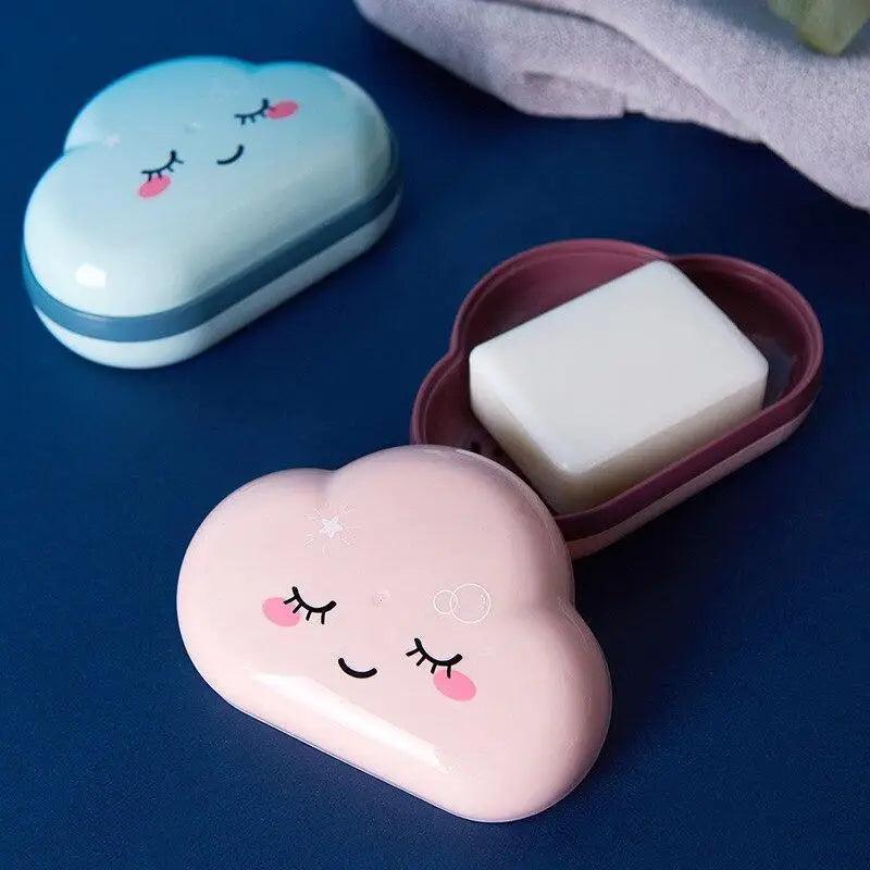 Bathroom Soap Dish Box Cute Cartoon Clouds Soap Holder Home Shower Travel Container Soap Tray Drainer Box Bathroom