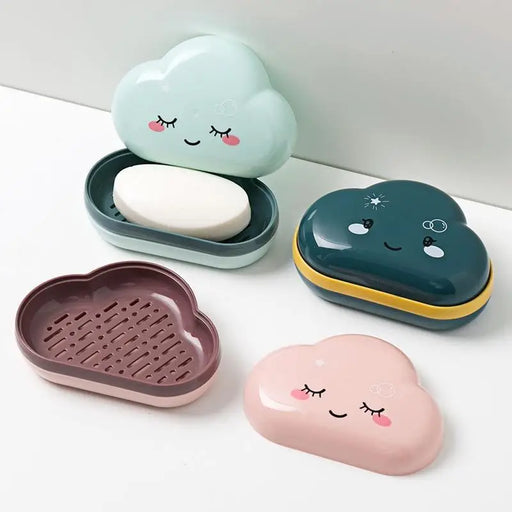 Bathroom Soap Dish Box Cute Cartoon Clouds Soap Holder Home Shower Travel Container Soap Tray Drainer Box Bathroom