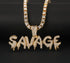 New Modern Trendy Savage Letter Elegant Necklace And Luxury Pendant Shiny Ice Out Link Chain Amazing Necklace With Tennis Chain Choker Hip Hop Jewelry For Men And Women