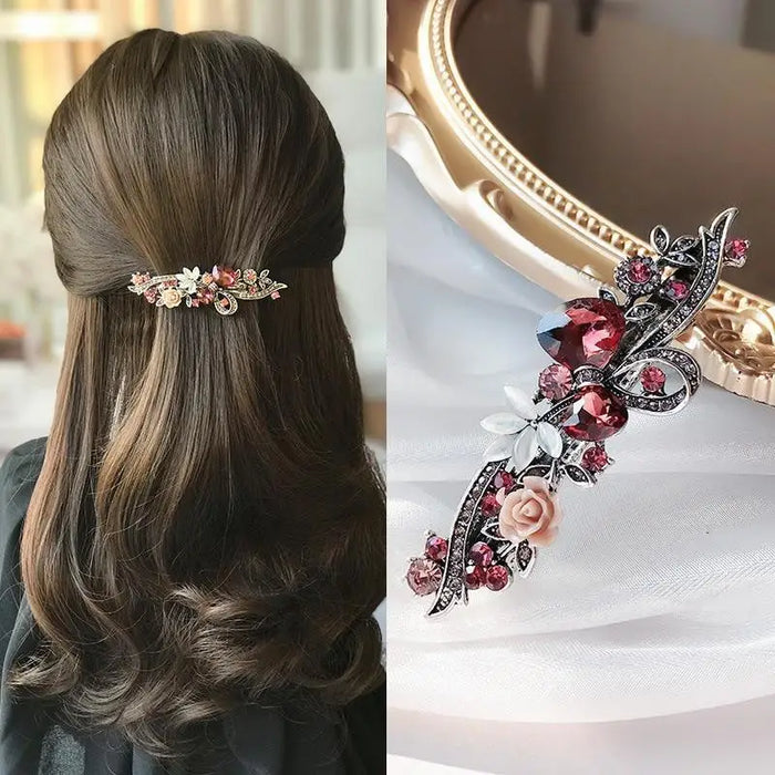 Beautiful Crystal Flower Hair Pin For Women Fashionable Elegant Hair Accessories For Women Jewelry Crystal Rhinestones